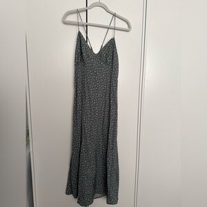 Madewell Green Floral Maxi Slip Dress